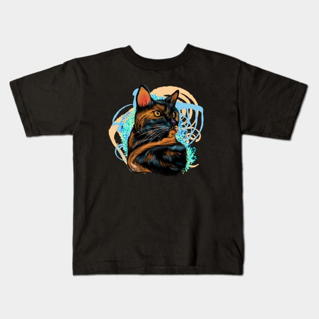 Marozi Posey, Colorful Cat Series #2 Kids T-Shirt by FreeSpiritMeg